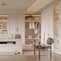 Ensemble armoire et coiffeuse blanches personnalisables avec étagères de rangement, assemblées pour salon et chambre modernes