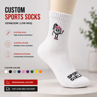 Chaussettes de sport personnalisées brodées OEM/ODM, faible MOQ, logo personnalisé, respirantes, en coton, pour jeunes, athlétiques, gym, course à pied, fitness, usage quotidien