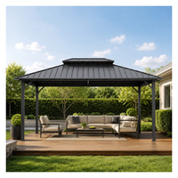 Winddichter Metall-Pavillon Outdoor Aluminium Hardtop-Pavillon Garten-Pergola aus Aluminium für Terrasse Hinterhof Villa Restaurant