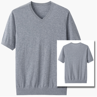 T-shirts à col en V de luxe pour hommes 16gg Jersey en cachemire peigné décontracté à manches courtes Design Fil teint Technique Style vierge solide