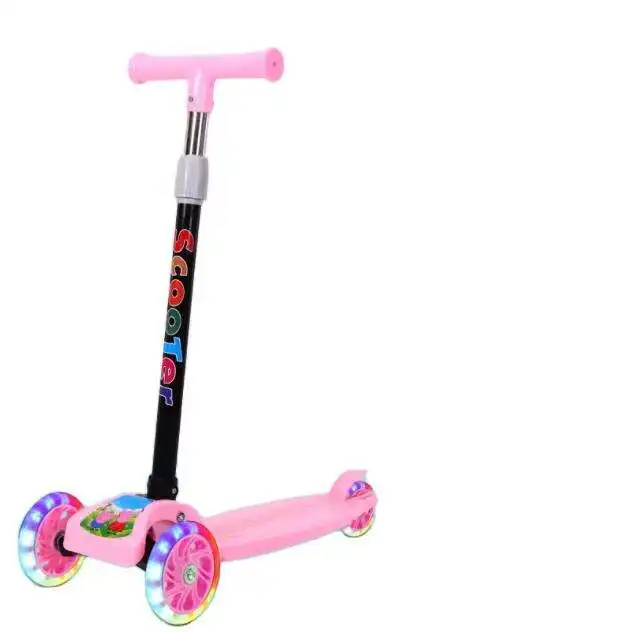 Scooter électrique pliable à hauteur réglable pour enfants avec roues lumineuses en PU extra larges