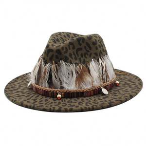 Sombrero Fedora de Ala Ancha Bicolor de Poliéster/Algodón, Estilo Europeo-Americano, Formal, con Estampado de Leopardo, para Fiestas, Pesca, Otoño e Invierno - Product Image 3