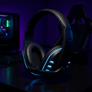 Auriculares de Gaming Profesionales Over-Ear con Luz LED y Micrófono, Modo Dual Cableado y Inalámbrico, Cable de 2.55M, de EGTMA, Modelo - Product Image 2