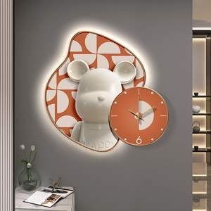 Phong Cách Bắc Âu Đơn Giản Thời Trang LED Ánh Sáng Đồng Hồ Treo Tường Độc Đáo Sáng Tạo Trang Trí Nội Thất Yên Tĩnh Đồ Chơi Gấu Ban Đầu Xu Hướng Đồng Hồ Treo Tường - Product Image 5
