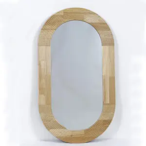 wood frame mirror In STOCK promotional cheap price full length home decorative wooden mirror wall