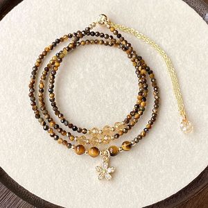 Women's Electroplated Natural Golden Rutile Quartz Faceted Yellow Tiger's Eye Multilayer Three-Strand <b>Bracelet</b> <b>Bead</b> 3699 Faceted - Product Image 4