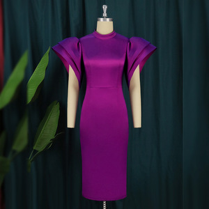 Robe de soirée populaire pour femme grande taille, style africain, à manches évasées, avec découpe au dos, couleur unie, tendance - Product Image 5