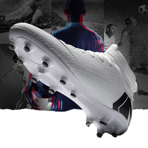 Chaussures de football hautes mi-hautes à lacets chaussures de football <span class=keywords><strong>Futsal</strong></span> bottes de football FG HG TF PU cuir sport d'équipe garçon hommes femmes - Product Image 4