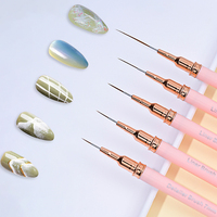 Lot de 5 pinceaux liner pour nail art 7/9/11/15/25 mm – Pour lignes, rayures, dessin, peinture gel UV – Stylo de conception d'ongles professionnel – Outil de manucure