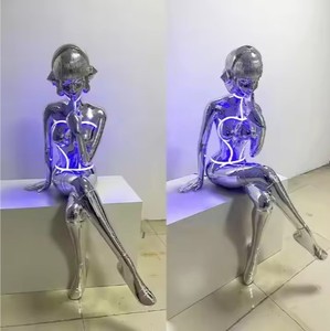 Robot <span class=keywords><strong>de</strong></span> <span class=keywords><strong>ciencia</strong></span> ficción Nuevos productos Robot sentado luminoso <span class=keywords><strong>de</strong></span> fibra <span class=keywords><strong>de</strong></span> vidrio con modelo <span class=keywords><strong>de</strong></span> material <span class=keywords><strong>de</strong></span> resina galvanoplastia - Product Image 1