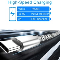 Câble de données USB-A vers Type-C 3 mètres 3A, USB 2.0, en alliage d'aluminium et nylon tressé, 60 Mo/s, certifié CE, charge rapide pour ordinateur – Vente Flash