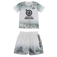 Maillot de lutte personnalisé pour homme, imprimé numériquement, extensible, léger, respirant, durable, anti-rétrécissement, séchage rapide, 100% polyester 180g, logo au dos