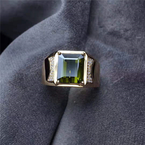 Gemstone Fine Jewelry Manufacturer Wholesale Classic 3.35 Ct Carats Natural <strong>Green</strong> Tourmaline Men Ring 18K Real Gold <strong>jewellery</strong> - Product Image 5
