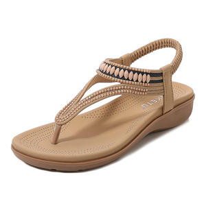 Sandalias de Mujer de Cuero Genuino Estilo Playa Americana, Diseño Geométrico Evergreen, Suela Gruesa y Acolchada - Product Image 2