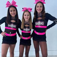 Uniforme de Animadora para Mujer y Niña, Top Corto sin Mangas, Falda, Diadema con Pompones, Conjunto de Disfraz de Baile de Animadora, Spandex/Poliéster