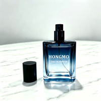 Flacon de parfum pour homme de haute qualité, 30 ml, carré, rectangulaire, en verre bleu dégradé, avec bouchon en bois noir mat