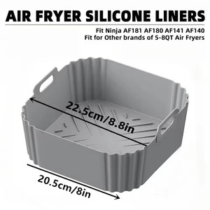 22.5cm Revêtements de friteuse à air en silicone Panier antiadhésif réutilisable pour <span class=keywords><strong>Ninja</strong></span> AF181 AF180 AF141 AF140 Autres accessoires de friteuse à air 5-8QT - Product Image 2