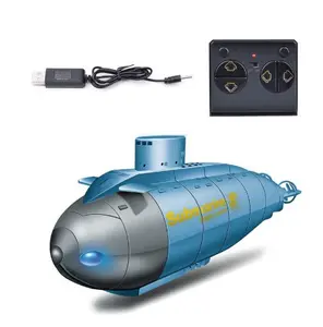 Original 777-586 RC Submarino 6CH Mini Submarino Nuclear Com Luz LED À Prova D' Água Brinquedos Elétricos Proteção de Água RC Barco