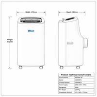 Climatiseur Portable Grandcool avec Wi-Fi 7000 9000 12000 14000 BTU, Unité Mobile de Climatisation Réversible (Froid/Chaud) pour Maison et Bureau