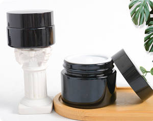 Frascos para el cuidado de la piel con tapas, crema de vidrio esmerilado redondo negro, cosmético personalizado, 20ml, 30ml, 50ml, 100ml - Product Image 5