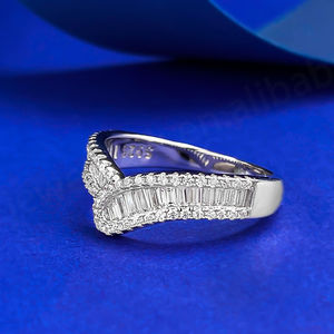 แหวนเงิน S925ทรงสี่เหลี่ยมรูปตัววีแนวคลาสสิกสำหรับงานเลี้ยงแต่งงานรูปวงรีรูปดาวแม่น้ำรูปวงรีสวยงามได้รับการรับรอง - Product Image 2