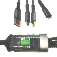 Nuevo Cable USB 3 en 1 con Pantalla LED de 100 W de Carga Rápida, 1.2 M, Tipo C, Micro a iOS, Cable de Datos para iPhone, Cable USB Ligero y Rápido