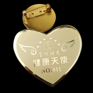 Badge en métal en acier inoxydable de luxe plaqué or 24 carats imprimé UV personnalisé, gravé au laser, motifs gravés, publicité JINFUJIA - Product Image 5