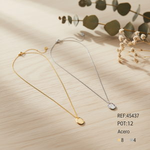 Collana a catena sottile G in oro, argento e acciaio con ciondolo 45437 - Product Image 3