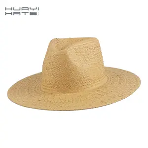 Kadınlar geniş ağız plaj şapkası ilmek yaz güneş şapkası katlanabilir hasır şapka düz OEM özelleştirilmiş bahar
