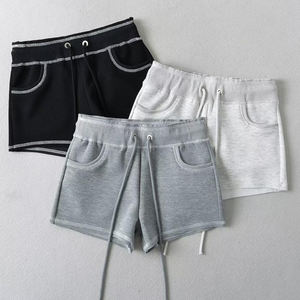 Custom New Summer Breathable Quick Dry Eco-Friendly Polyester/Cotton Contrasting Line Casual Mid Waist <b>Drawstring</b> Slimming 220g - Product Image 1