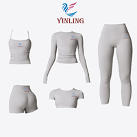 Mode 2026 Nouveau survêtement de sport printemps pour femme, ensemble deux pièces pantalon et crop top à manches longues, tenue de sport pour femme