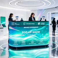 Comptoir d'accueil LED en forme de U, panneau LED à taux de rafraîchissement élevé, portable avec roulettes, contenu multimédia personnalisable librement