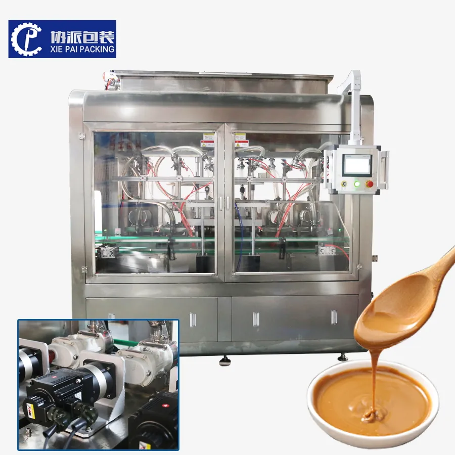 Full Automatic Anti-Corrosion Paste Honey Rotor Pump Filling Machine With Conveyor For Small Business