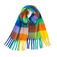 Écharpe enveloppante en cachemire à motif tartan, épaisse et colorée, en laine à carreaux pour l'hiver