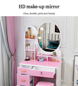 Coiffeuse moderne minimaliste blanche <span class=keywords><strong>avec</strong></span> miroir, table de maquillage économique pour chambre à coucher et <span class=keywords><strong>commode</strong></span> de rangement pour la maison - Product Image 6