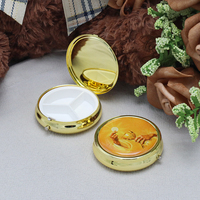 Boîte à pilules de voyage avec logo personnalisé petite boîte de rangement ronde à 3 compartiments en métal pour pilules de médicaments