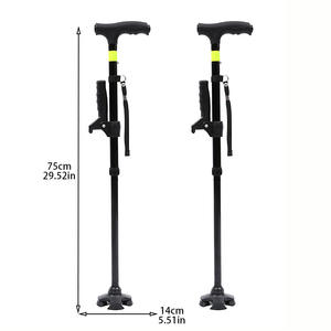 Aluminum Alloy <b>Folding</b> Walking Stick 75cm Black <b>Coffee</b> Color With Reflective Strip And Rubber Tip For Seniors Hiking - Product Image 1