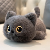 Jolie poupée chat noir couché, chat calico, jouet en peluche courte, chat siamois, jouet en peluche, 31 cm-50 cm, poupée de confort, cadeau pour les filles