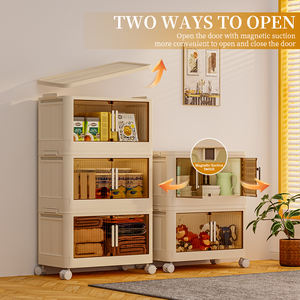 Armoire de <span class=keywords><strong>rangement</strong></span> en plastique multicouche pliante vêtements maison chambre étagères transparentes casier sans sécurité organisateur de boîte pliante - Product Image 2