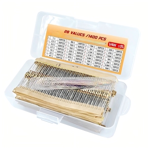 Kit de Resistencias de 1400 Piezas, 28 Valores, de 1 Ohm a 10M Ohm Ω, con Resistencias de Película de Carbono de 5% 1/4W 0.25W, Surtido de Componentes Electrónicos - Product Image 1