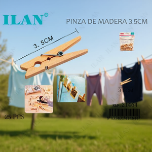 Ilan Mollette in Legno 3,5 Cm 25 Pezzi per Appendere Vestiti - Product Image 3