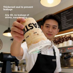16oz Disposable Coffee <b>Cup</b> Cold Drink <b>Latte</b> American Thickened Transparent PET Milk Tea <b>Cup</b> Commercial Customizable Logo - Product Image 3