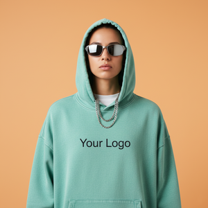 Sweat-shirt à capuche et sweat-shirt court en coton lourd 380GSM OEM, couleur personnalisée, teinture, coupe ample, haut vierge en vrac - Product Image 3