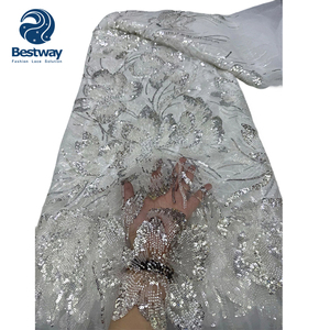 2025 Phi New Đính Cườm Chuỗi Ren Vải Chất Lượng Tốt Nigeria Phụ Nữ Nặng <span class=keywords><strong>Net</strong></span> Đính Cườm Ren Vải Đảng Dresses - Product Image 4