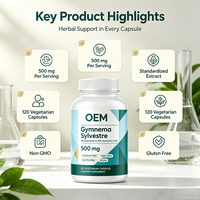 Capsules végétales de Gymnema Sylvestre Marque Blanche 75% Acide Gymnémique 500mg 120 Capsules Vrac Service OEM ODM