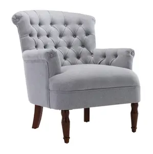 リビングルームシングルソファWaiting Room Modern Gray Fabric Wing High Back Sofa Chair