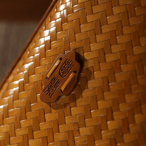 Chinese Handmade Bamboo Woven Basket Rectangle Lacquered Bamboo Official Hat Square Basket Tall Style Storage Food Container - Product Image 3
