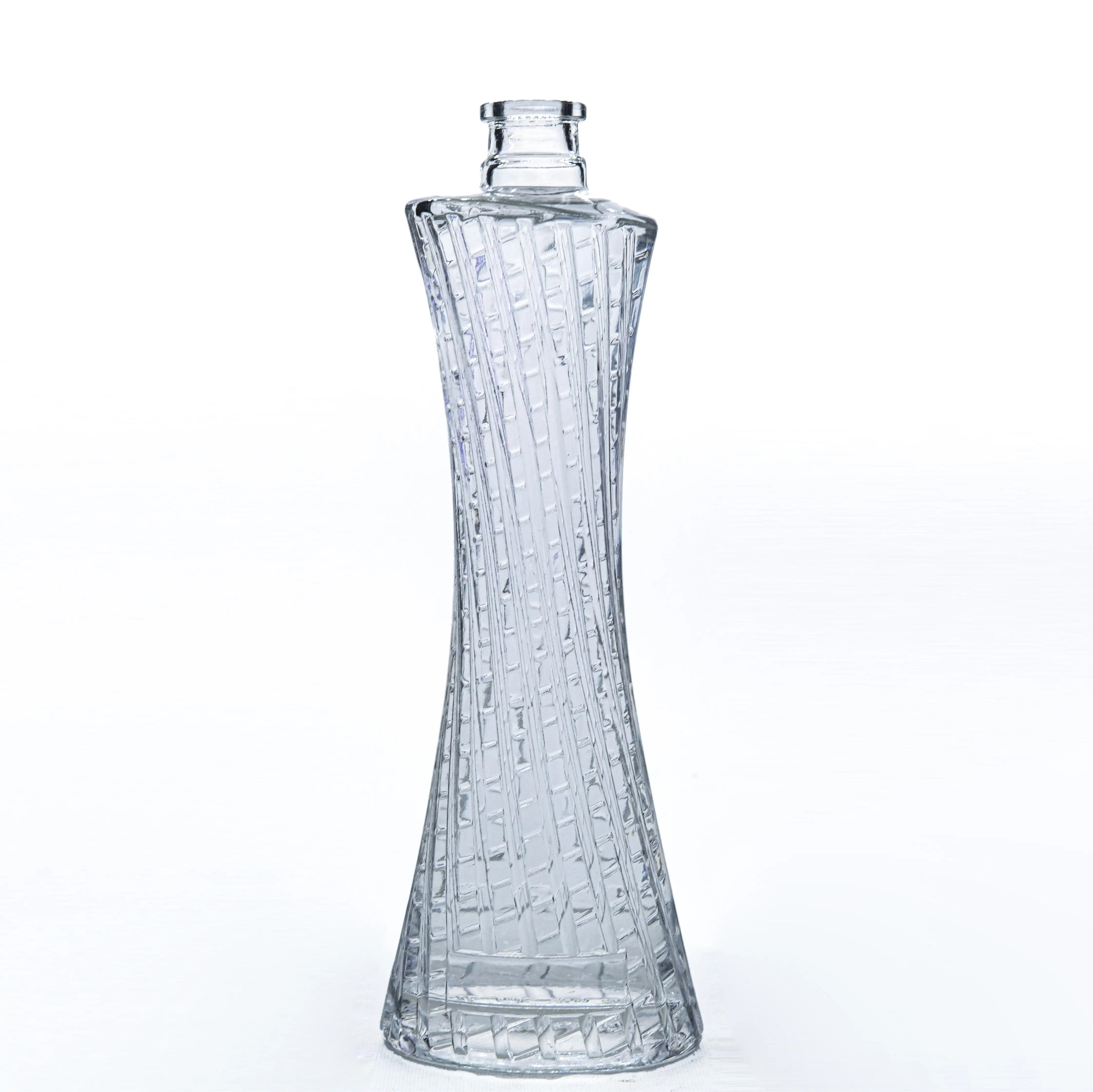Creative Design Long liquor glass bottle 500ml Transparent High Capacity