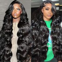 Pelucas Frontales de Cabello Humano Virgen Remy, 180% de Densidad, Brasileño, Pre-desplumado, Ondulado, para Encaje sin Pegamento, HD Frontal, para Mujer, 28 Pulgadas