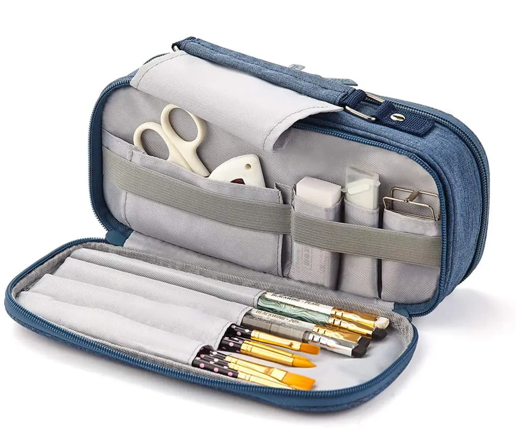 Student Desk Stationery Box Colored Pencil Holder Pouch Portable Makeup Bag Pen Case